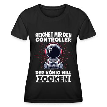 Il me tend la manette que le roi veut jouer - T-shirt sport Femme - noir - Devant - AI Model Female 172 light (172cm)