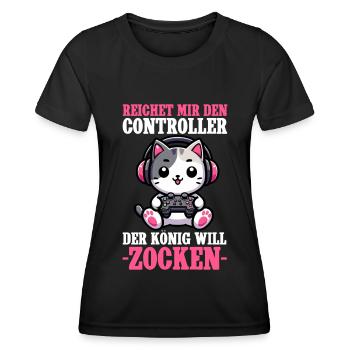 Il me tend la manette que le roi veut jouer - T-shirt sport Femme - noir - Devant - AI Model Female 172 light (172cm)