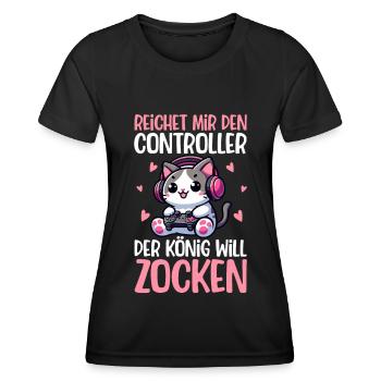 Il me tend la manette que le roi veut jouer - T-shirt sport Femme - noir - Devant - AI Model Female 172 light (172cm)