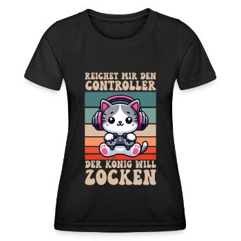 Il me tend la manette que le roi veut jouer - T-shirt sport Femme - noir - Devant - AI Model Female 172 light (172cm)