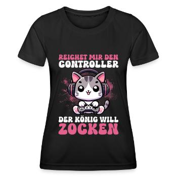 Il me tend la manette que le roi veut jouer - T-shirt sport Femme - noir - Devant - AI Model Female 172 light (172cm)