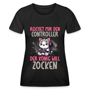 Il me tend la manette que le roi veut jouer - T-shirt sport Femme - noir - Devant - AI Model Female 172 light (172cm)
