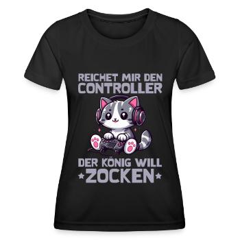 Il me tend la manette que le roi veut jouer - T-shirt sport Femme - noir - Devant - AI Model Female 172 light (172cm)