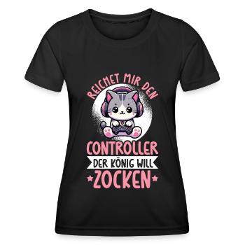 Il me tend la manette que le roi veut jouer - T-shirt sport Femme - noir - Devant - AI Model Female 172 light (172cm)