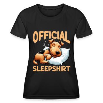 Offizieller Schlafhaus Airedale Terrier - Frauen Funktions-T-Shirt - Schwarz - Vorne - AI Model Female 172 light (172cm)
