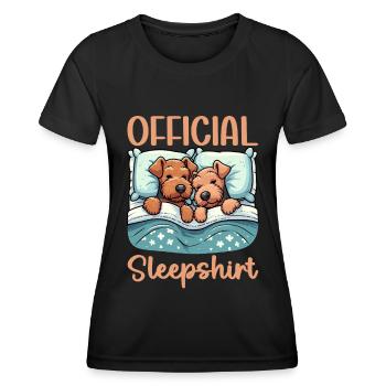 Offizieller Schlafhaus Airedale Terrier - Frauen Funktions-T-Shirt - Schwarz - Vorne - AI Model Female 172 light (172cm)