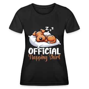 Offizieller Schlafhaus Airedale Terrier - Frauen Funktions-T-Shirt - Schwarz - Vorne - AI Model Female 172 light (172cm)