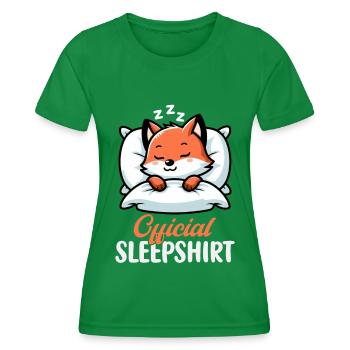 Official Sleeper Fox Cute Funny Lazy - Women's Functional T-Shirt - kelly green - Front - AI Model Female 172 dark (172cm)