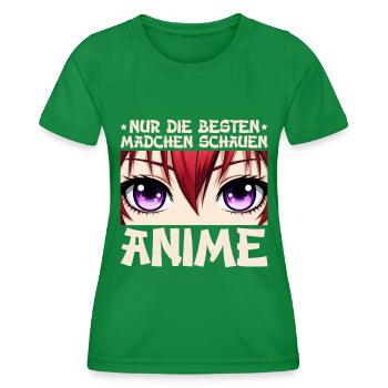 Anime Manga Otaku Japan Waifu Anime Girl Cosplay - Women's Functional T-Shirt - kelly green - Front - AI Model Female 172 dark (172cm)