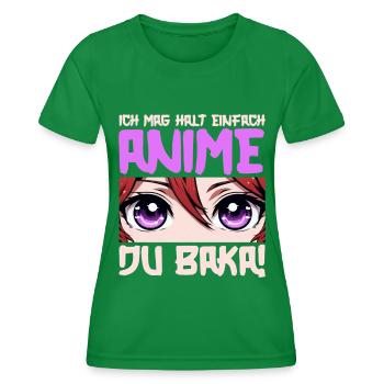 Anime Manga Otaku Japan Waifu Anime Girl Cosplay - Women's Functional T-Shirt - kelly green - Front - AI Model Female 172 dark (172cm)