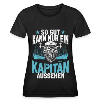 Capitaine à voile Dire bateau Voilier Capitaine - T-shirt sport Femme - noir - Devant - AI Model Female 172 light (172cm)