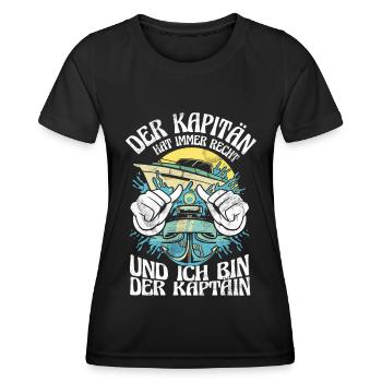 Capitaine à voile Dire bateau Voilier Capitaine - T-shirt sport Femme - noir - Devant - AI Model Female 172 light (172cm)