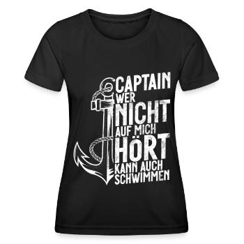 Capitaine à voile Dire bateau Voilier Capitaine - T-shirt sport Femme - noir - Devant - AI Model Female 172 light (172cm)