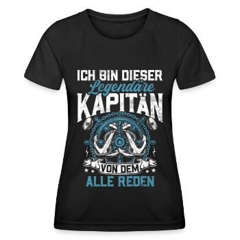 Capitaine à voile Dire bateau Voilier Capitaine - T-shirt sport Femme - noir - Devant - AI Model Female 172 light (172cm)