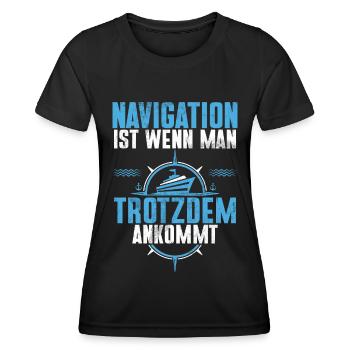 Capitaine à voile Dire bateau Voilier Capitaine - T-shirt sport Femme - noir - Devant - AI Model Female 172 light (172cm)