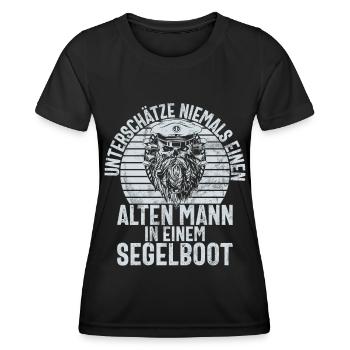 Capitaine à voile Dire bateau Voilier Capitaine - T-shirt sport Femme - noir - Devant - AI Model Female 172 light (172cm)