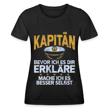 Capitaine à voile Dire bateau Voilier Capitaine - T-shirt sport Femme - noir - Devant - AI Model Female 172 light (172cm)