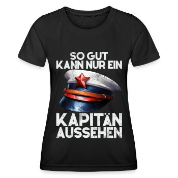 Capitaine à voile Dire bateau Voilier Capitaine - T-shirt sport Femme - noir - Devant - AI Model Female 172 light (172cm)