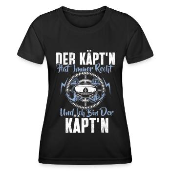Capitaine à voile Dire bateau Voilier Capitaine - T-shirt sport Femme - noir - Devant - AI Model Female 172 light (172cm)