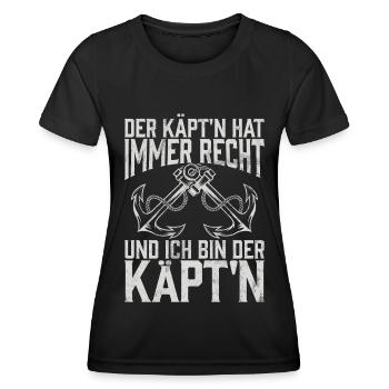 Capitaine à voile Dire bateau Voilier Capitaine - T-shirt sport Femme - noir - Devant - AI Model Female 172 light (172cm)