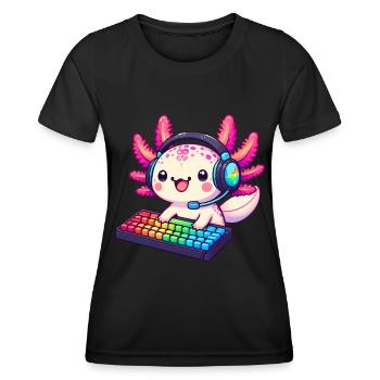 Gamesolotl Axolotl PC Gaming Gamer Video Player - Women's Functional T-Shirt - black - Front - AI Model Female 172 light (172cm)