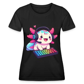 Gamesolotl Axolotl PC Gaming Gamer Video Player - Women's Functional T-Shirt - black - Front - AI Model Female 172 light (172cm)