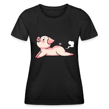 Pig Yoga Inhale Exhale Meditation Yoga - Women's Functional T-Shirt - black - Front - AI Model Female 172 light (172cm)