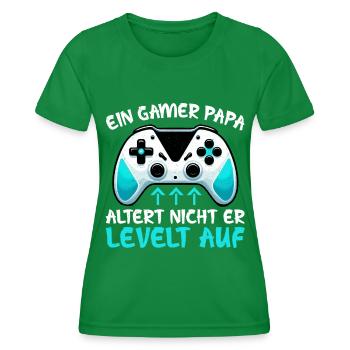 Gamer Papa Vater Gaming Liebhaber Videospieler PC - Frauen Funktions-T-Shirt - Kelly Green - Vorne - AI Model Female 172 dark (172cm)