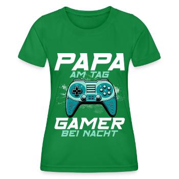 Gamer Papa Vater Gaming Liebhaber Videospieler PC - Frauen Funktions-T-Shirt - Kelly Green - Vorne - AI Model Female 172 dark (172cm)