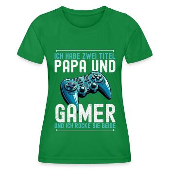 Gamer Papa Vater Gaming Liebhaber Videospieler PC - Frauen Funktions-T-Shirt - Kelly Green - Vorne - AI Model Female 172 dark (172cm)