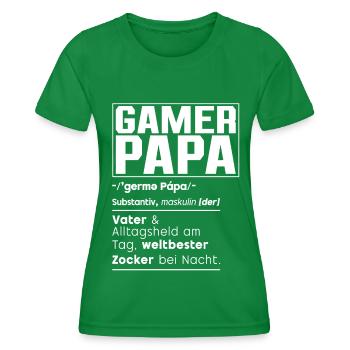 Gamer Papa Vater Gaming Liebhaber Videospieler PC - Frauen Funktions-T-Shirt - Kelly Green - Vorne - AI Model Female 172 dark (172cm)