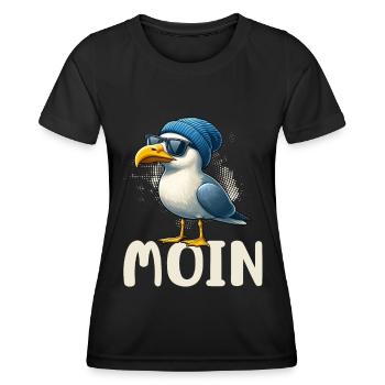 Moin Möwe Norddeutschland Gruß Ostsee Nordsee - Frauen Funktions-T-Shirt - Schwarz - Vorne - AI Model Female 172 light (172cm)