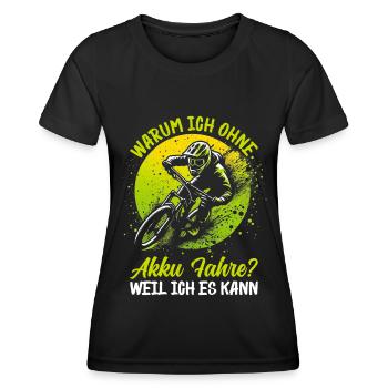 Mountain bikers, MTB lovers, cycling - Women's Functional T-Shirt - black - Front - AI Model Female 172 light (172cm)