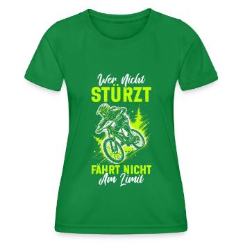 Mountain bikers, MTB lovers, cycling - Women's Functional T-Shirt - kelly green - Front - AI Model Female 172 dark (172cm)