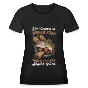 Pêche Pêche Vacances de pêche Vacances de pêche Chasseurs de pêche - T-shirt sport Femme - noir - Devant - AI Model Female 172 light (172cm)