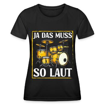 Batteur Batteur Percussion Musiciens - T-shirt sport Femme - noir - Devant - AI Model Female 172 light (172cm)