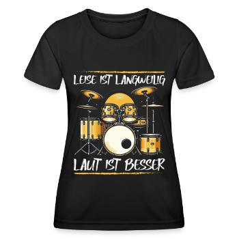 Batteur Batteur Percussion Musiciens - T-shirt sport Femme - noir - Devant - AI Model Female 172 light (172cm)