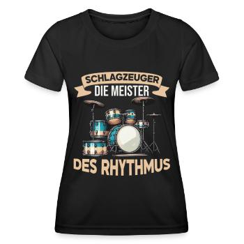 Batteur Batteur Percussion Musiciens - T-shirt sport Femme - noir - Devant - AI Model Female 172 light (172cm)