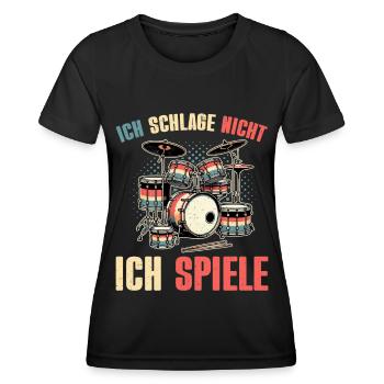 Batteur Batteur Percussion Musiciens - T-shirt sport Femme - noir - Devant - AI Model Female 172 light (172cm)