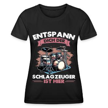 Batteur Batteur Percussion Musiciens - T-shirt sport Femme - noir - Devant - AI Model Female 172 light (172cm)