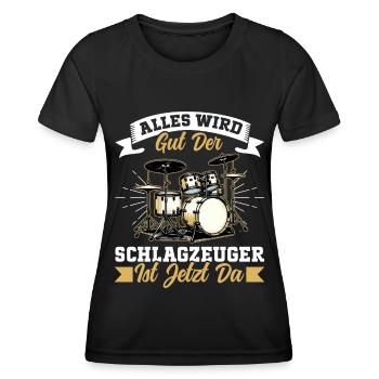 Batteur Batteur Percussion Musiciens - T-shirt sport Femme - noir - Devant - AI Model Female 172 light (172cm)