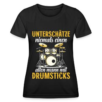 Batteur Batteur Percussion Musiciens - T-shirt sport Femme - noir - Devant - AI Model Female 172 light (172cm)