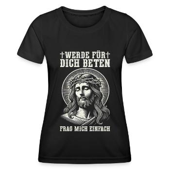 Service d’adoration des croyants catholiques chrétiens de Jésus - T-shirt sport Femme - noir - Devant - AI Model Female 172 light (172cm)