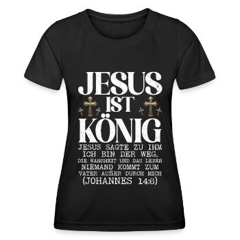 Service d’adoration des croyants catholiques chrétiens de Jésus - T-shirt sport Femme - noir - Devant - AI Model Female 172 light (172cm)