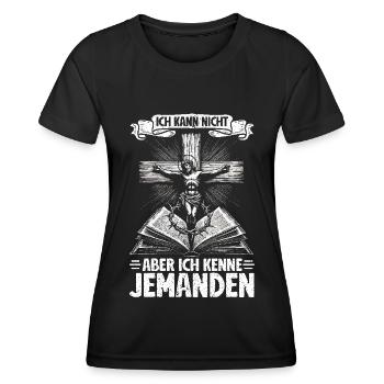 Service d’adoration des croyants catholiques chrétiens de Jésus - T-shirt sport Femme - noir - Devant - AI Model Female 172 light (172cm)