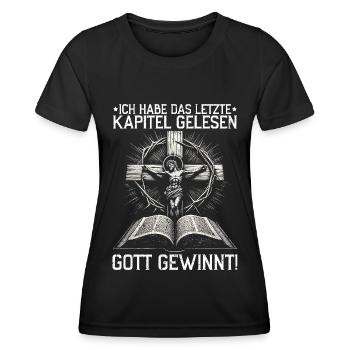Service d’adoration des croyants catholiques chrétiens de Jésus - T-shirt sport Femme - noir - Devant - AI Model Female 172 light (172cm)