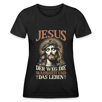 Service d’adoration des croyants catholiques chrétiens de Jésus - T-shirt sport Femme - noir - Devant - AI Model Female 172 light (172cm)