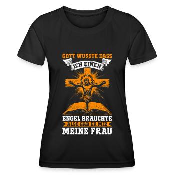 Service d’adoration des croyants catholiques chrétiens de Jésus - T-shirt sport Femme - noir - Devant - AI Model Female 172 light (172cm)