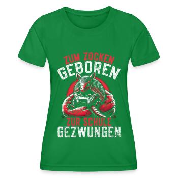 Born to gamble Forced to go to school Armadillo - Women's Functional T-Shirt - kelly green - Front - AI Model Female 172 dark (172cm)