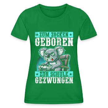 Born to gamble, forced to school, koala - Women's Functional T-Shirt - kelly green - Front - AI Model Female 172 dark (172cm)
